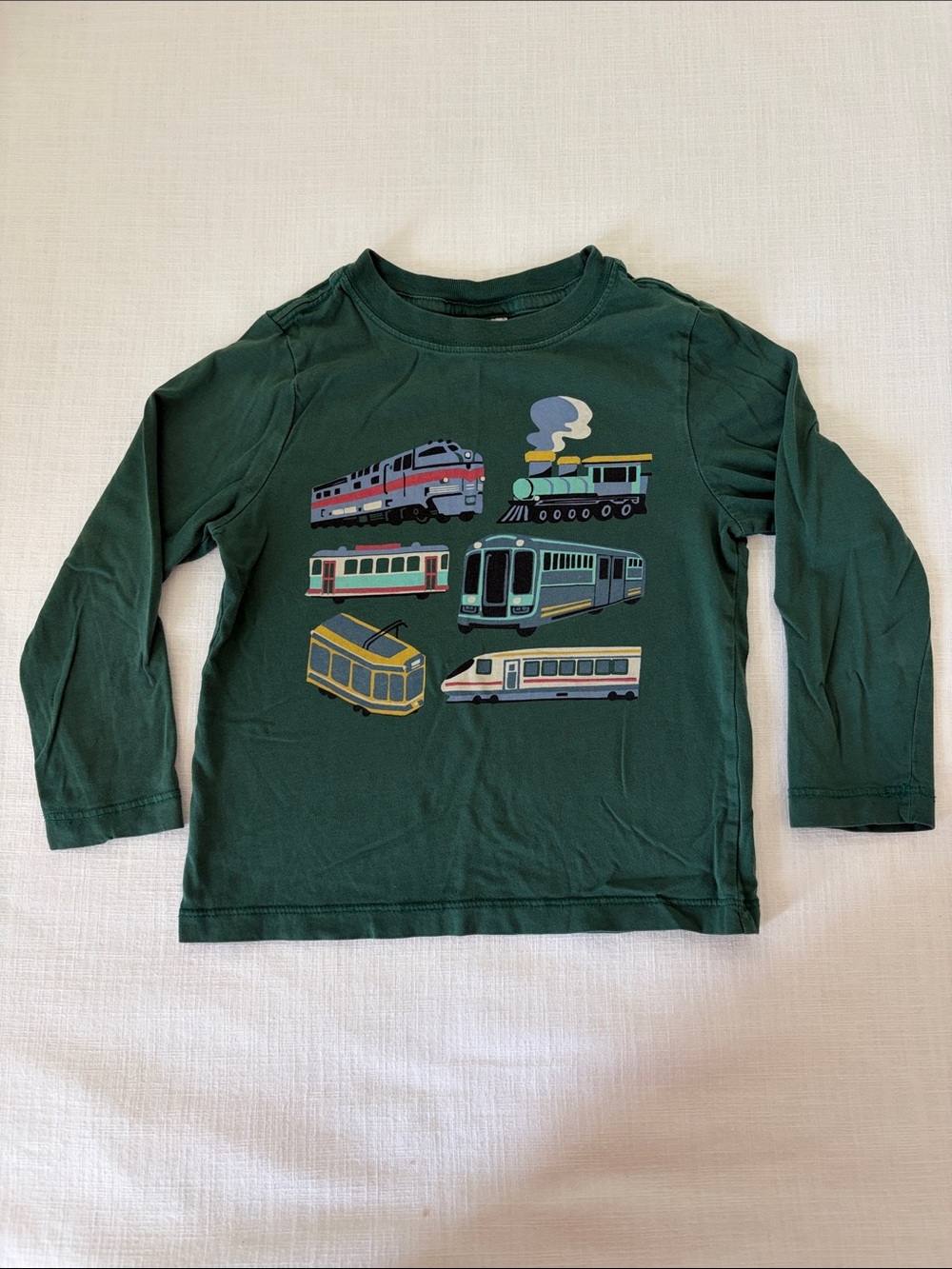 Hanna Andersson Dark Green Long-Sleeve Train Tee